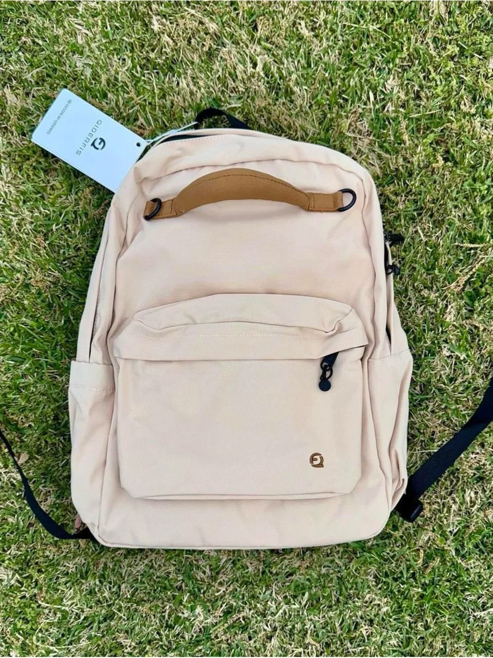 Everyday Beige Backpack with Tan Handle